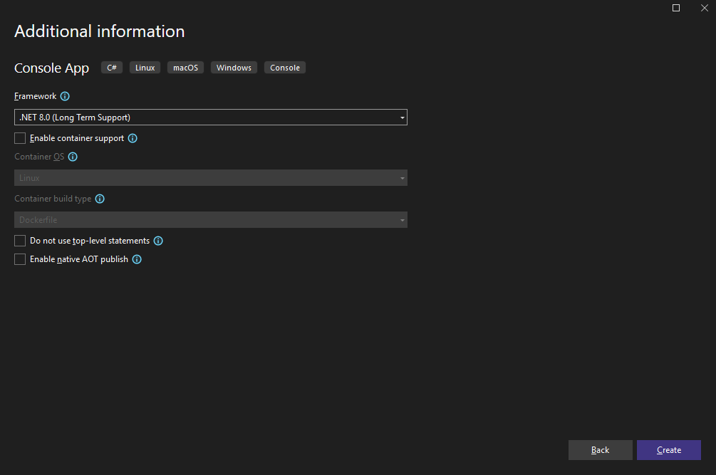 Creating the .NET 8 project