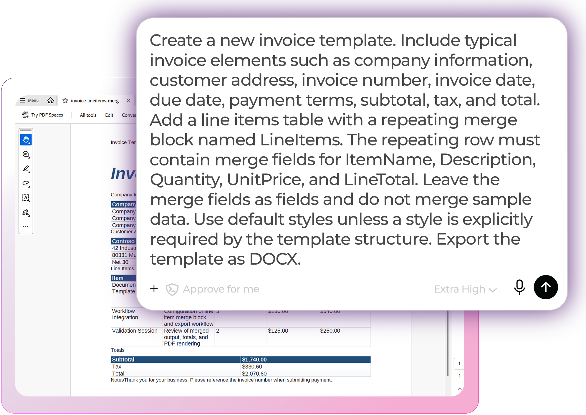 Generate documents from natural language Generate documents from natural language