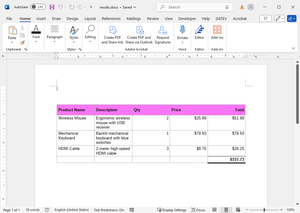 Created document with TX Text Control Created document with TX Text Control