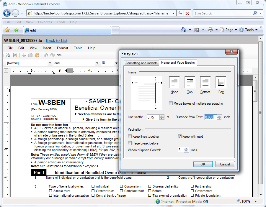 BrowserTextControl BrowserTextControl