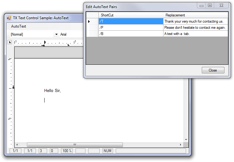 TX Text Control AutoText TX Text Control AutoText