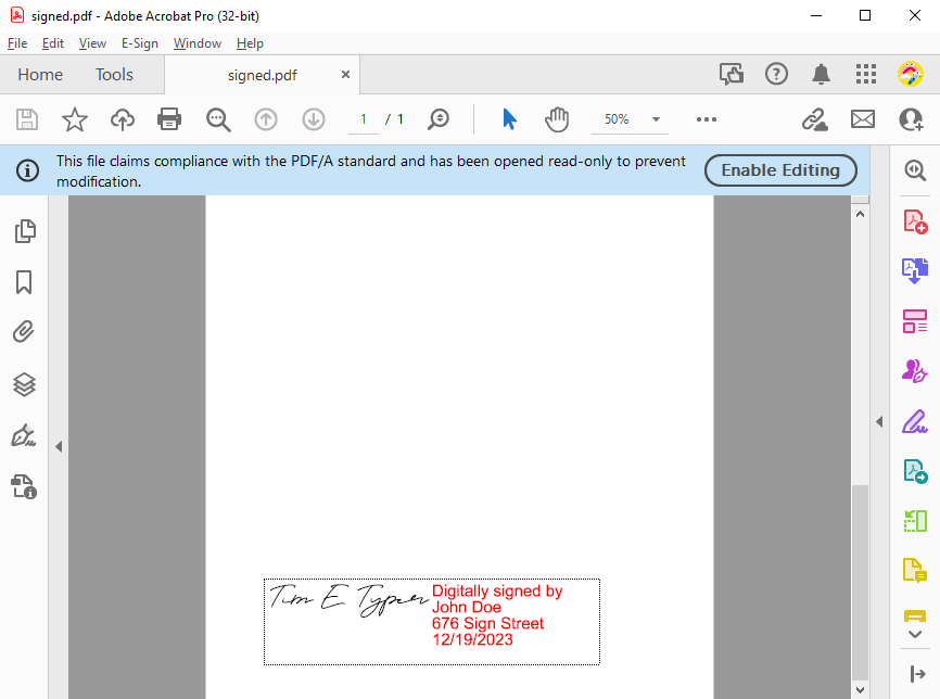 Created signature field Created signature field