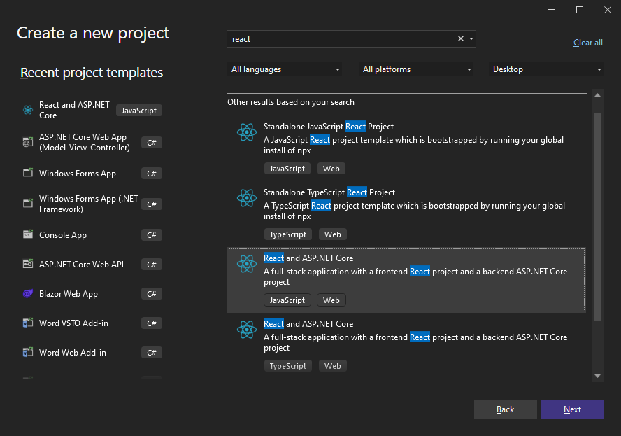 Creating the application