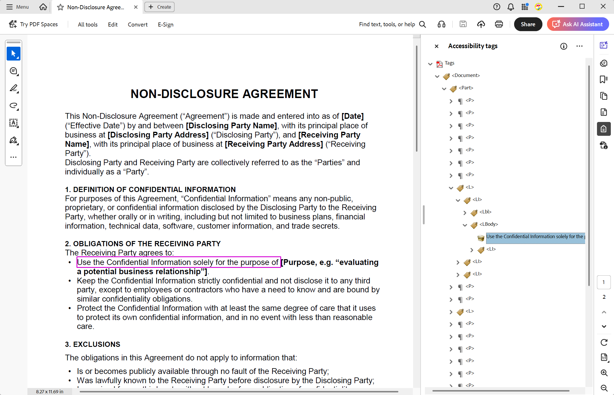 Screenshot of a fully tagged, PDF/UA-compliant document generated with TX Text Control