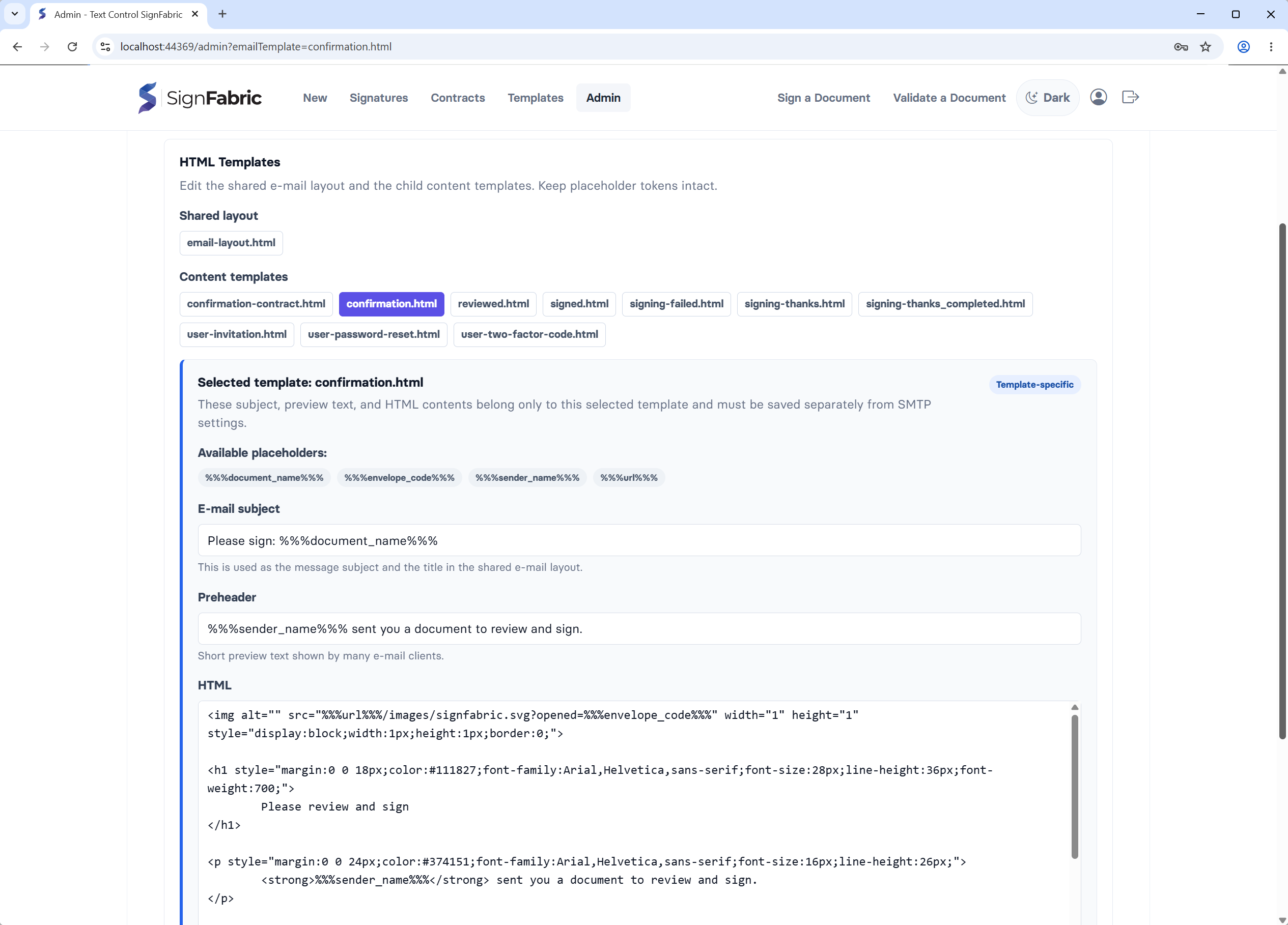 SignFabric User Interface SignFabric User Interface