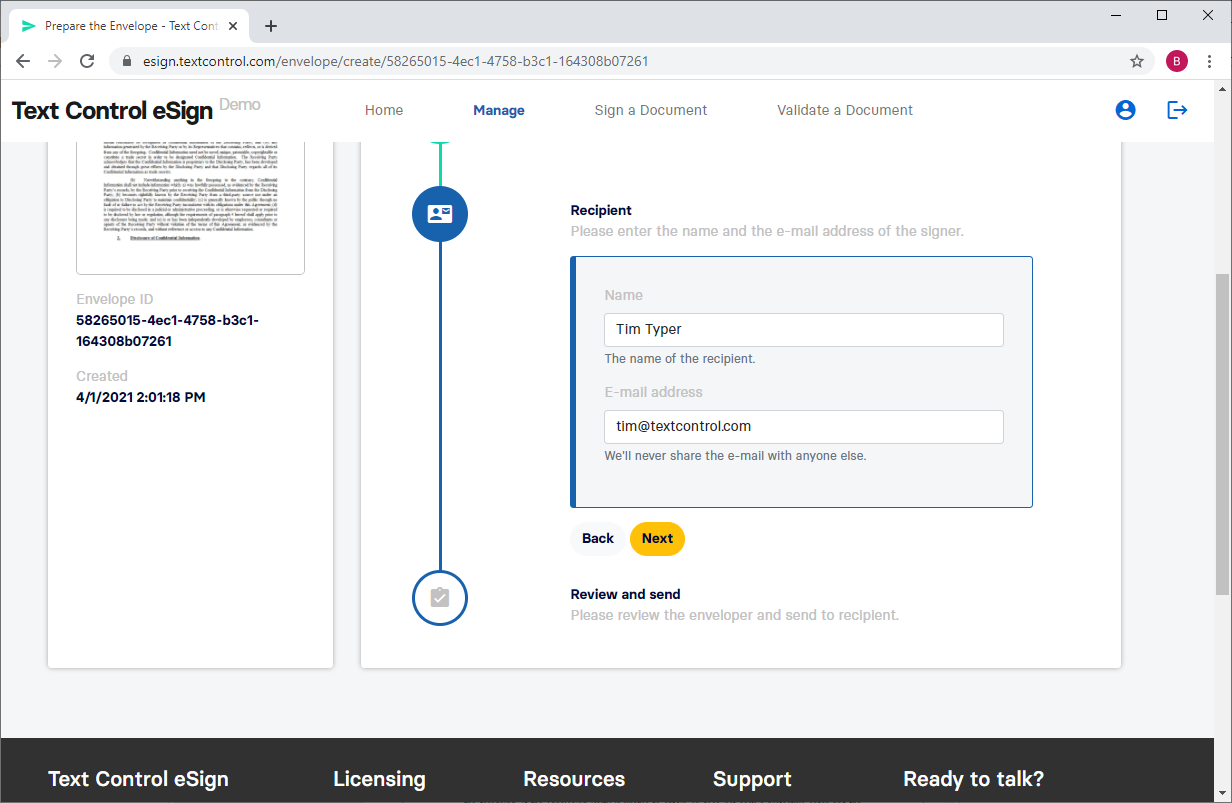 Text Control eSign